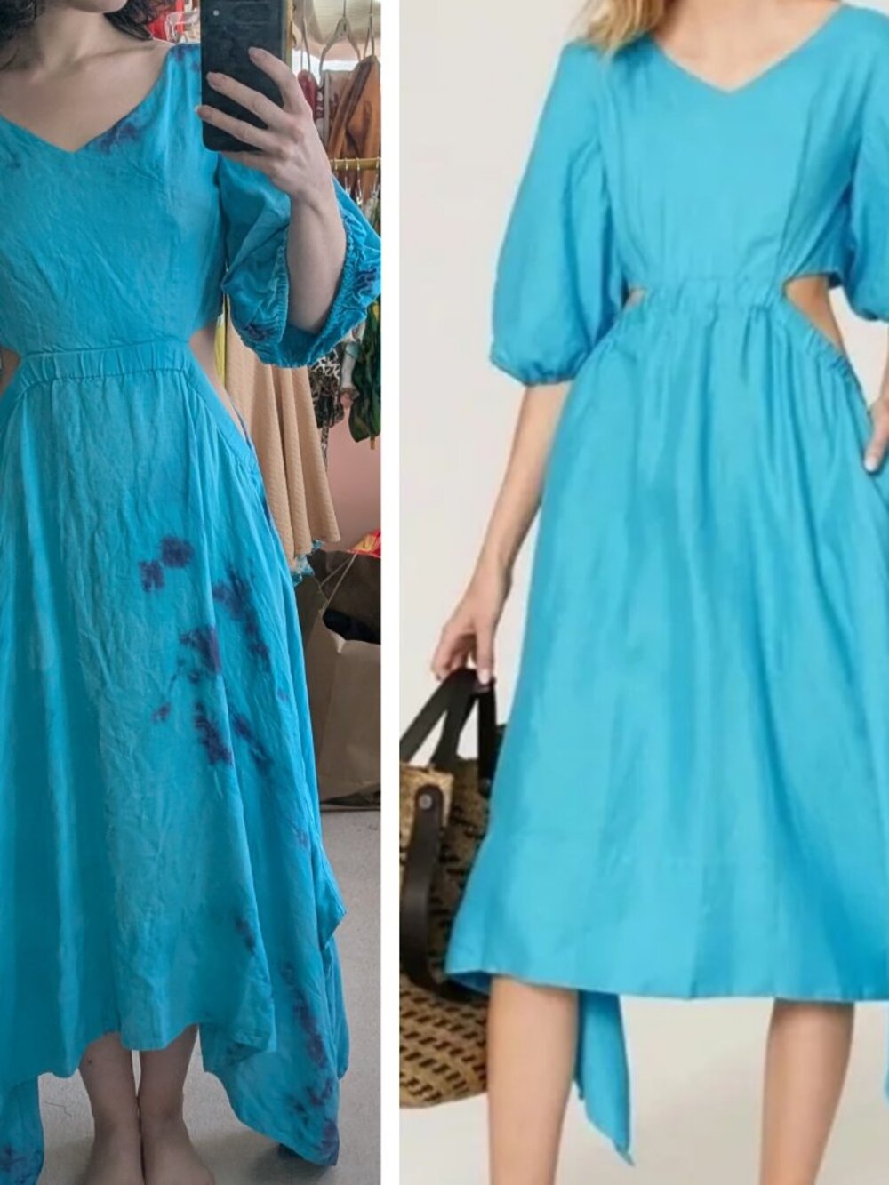 Tie-Dyed Nicholas Karen Dress Cutout Midi Blue